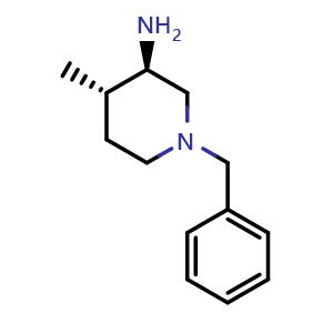 Chemical structure of trans-1-benzyl-4-methyl-piperidin-3-amine , CAS 1612768-97-4, AChemBlock Y219681