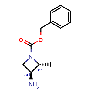 Chemical structure of benzyl trans-3-amino-2-methyl-azetidine-1-carboxylate , AChemBlock Y219692
