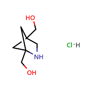 Chemical structure of [1-(hydroxymethyl)-2-azabicyclo[2.1.1]hexan-4-yl]methanol hydrochloride , CAS 2940956-71-6, AChemBlock Y219707