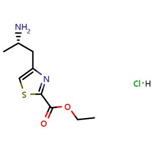 Chemical structure of ethyl 4-[(2S)-2-aminopropyl]thiazole-2-carboxylate hydrochloride , CAS 2940879-84-3, AChemBlock Y219722