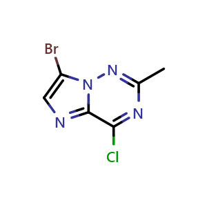 Chemical structure of 7-bromo-4-chloro-2-methyl-imidazo[2,1-f][1,2,4]triazine , CAS 2762571-14-0, AChemBlock Y219737