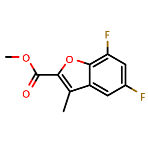 Chemical structure of methyl 5,7-difluoro-3-methyl-benzofuran-2-carboxylate , CAS 1877066-69-7, AChemBlock Y219742