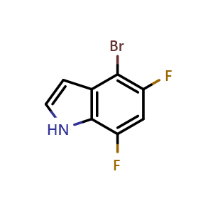 Chemical structure of 4-bromo-5,7-difluoro-1H-indole , CAS 1381878-59-6, AChemBlock Y219749