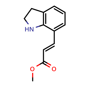 Chemical structure of methyl 3-indolin-7-ylprop-2-enoate , CAS 114144-20-6, AChemBlock Y219754