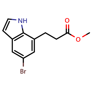 Chemical structure of methyl 3-(5-bromo-1H-indol-7-yl)propanoate , CAS 2129101-10-4, AChemBlock Y219756