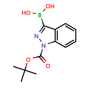 Chemical structure of (1-tert-butoxycarbonylindazol-3-yl)boronic acid , CAS 1315339-92-4, AChemBlock Y219759