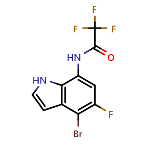 Chemical structure of N-(4-bromo-5-fluoro-1H-indol-7-yl)-2,2,2-trifluoro-acetamide , CAS 2940936-96-7, AChemBlock Y219760