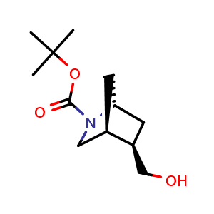 Chemical structure of tert-butyl (1R,4S,5R)-5-(hydroxymethyl)-2-azabicyclo[2.2.1]heptane-2-carboxylate , CAS 2381236-11-7, AChemBlock Y219787