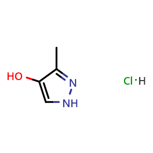 Chemical structure of 3-methyl-1H-pyrazol-4-ol hydrochloride , CAS 2955561-37-0, AChemBlock Y219796