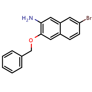 Chemical structure of 3-benzyloxy-7-bromo-naphthalen-2-amine , CAS 2407612-59-1, AChemBlock Y219800