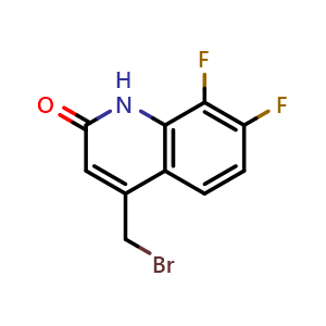 Chemical structure of 4-(bromomethyl)-7,8-difluoroquinolin-2(1h)-one , CAS 953070-72-9, AChemBlock Y219809