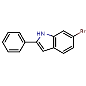 Chemical structure of 6-Bromo-2-phenyl-1H-indole , CAS 77185-71-8, AChemBlock Y219829