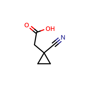 Chemical structure of 2-(1-cyanocyclopropyl)acetic acid , CAS 1803588-23-9, AChemBlock Y219831