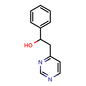Chemical structure of 1-Phenyl-2-(pyrimidin-4-yl)ethanol , CAS 36914-71-3, AChemBlock Y219859