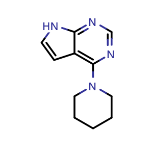 Chemical structure of 4-(Piperidin-1-yl)-7H-pyrrolo[2,3-d]pyrimidine , CAS 94581-94-9, AChemBlock Y219881