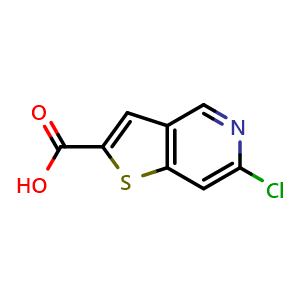 Chemical structure of 6-Chlorothieno [3,2-C] pyridin-2-carboxylic acid , CAS 2095607-18-2, AChemBlock Y219913