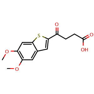 Chemical structure of 4-(5,6-Dimethoxybenzo[b]thiophen-2-yl)-4-oxobutanoic acid , CAS 129425-81-6, AChemBlock Y219924