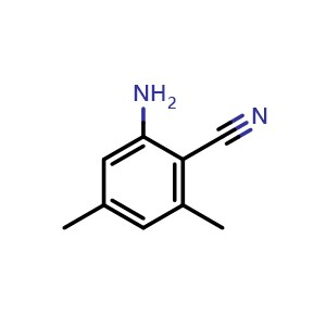 Chemical structure of 2-Amino-4,6-dimethylbenzonitrile , CAS 35490-77-8, AChemBlock Y219971