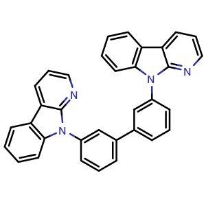 Chemical structure of 3,3'-Bis(9H-pyrido[2,3-b]indol-9-yl)-1,1'-biphenyl , CAS 1469997-91-8, AChemBlock Y219977