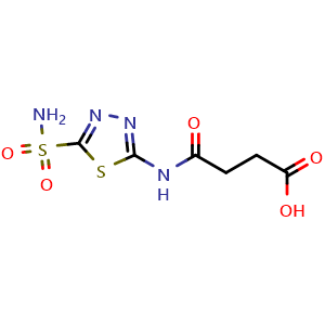 Chemical structure of 4-Oxo-4-((5-sulfamoyl-1,3,4-thiadiazol-2-yl)amino)butanoic acid , CAS 78851-85-1, AChemBlock Y219981