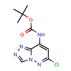 Chemical structure of tert-Butyl (6-chloro-[1,2,4]triazolo[4,3-b]pyridazin-8-yl)carbamate , CAS 1263425-79-1, AChemBlock Y219985