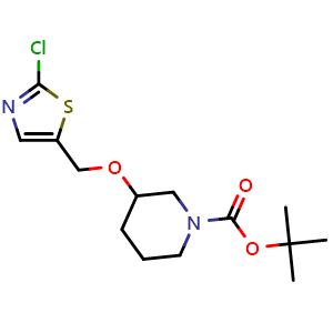 Chemical structure of tert-Butyl 3-((2-chlorothiazol-5-yl)methoxy)piperidine-1-carboxylate , CAS 939986-94-4, AChemBlock Y219988