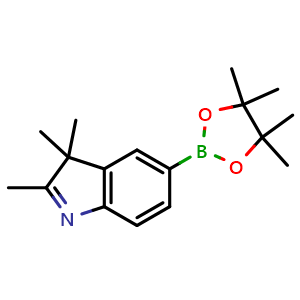 Chemical structure of 2,3,3-Trimethyl-5-(4,4,5,5-tetramethyl-1,3,2-dioxaborolan-2-yl)-3H-indole , CAS 473437-34-2, AChemBlock Y219993