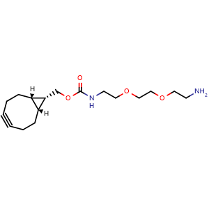 Chemical structure of endo-BCN-PEG2-NH2 , CAS 1263166-93-3, AChemBlock Y220003