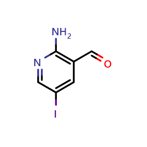 Chemical structure of 2-Amino-5-iodonicotinaldehyde , CAS 578007-67-7, AChemBlock Y220046