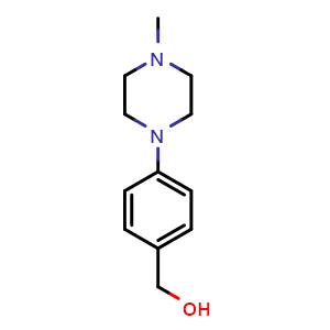 Chemical structure of (4-(4-Methylpiperazin-1-yl)phenyl)methanol , CAS 342405-34-9, AChemBlock Y220090