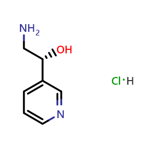 Chemical structure of (R)-2-Amino-1-(pyridin-3-yl)ethanol hydrochloride , CAS 1038594-01-2, AChemBlock Y220091