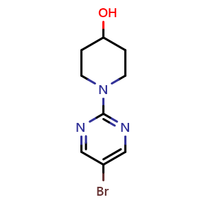Chemical structure of 1-(5-Bromopyrimidin-2-yl)piperidin-4-ol , CAS 887425-47-0, AChemBlock Y220093