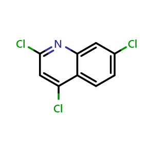 Chemical structure of 2,4,7-Trichloroquinoline , CAS 1677-49-2, AChemBlock Y220095
