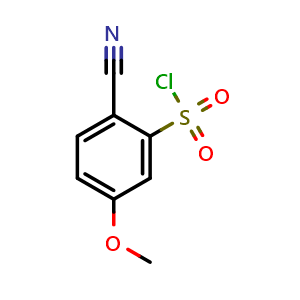 Chemical structure of 2-Cyano-5-methoxybenzene-1-sulfonyl chloride , CAS 1261573-04-9, AChemBlock Y220098