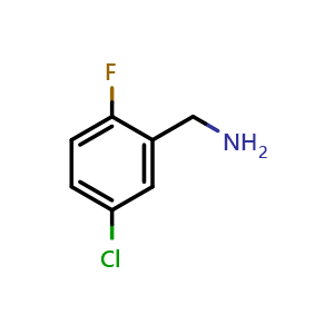 Chemical structure of 5-Chloro-2-fluorobenzylamine , CAS 261723-26-6, AChemBlock Y220100