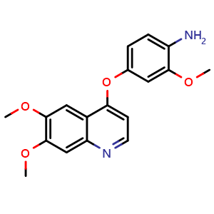 Chemical structure of 4-[(6,7-dimethoxy-4-quinolinyl)oxy]-2-methoxy-Benzenamine , CAS 228559-85-1, AChemBlock Y220112