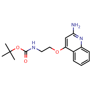 Chemical structure of tert-Butyl (2-((2-aminoquinolin-4-yl)oxy)ethyl)carbamate , CAS 1085412-36-7, AChemBlock Y220119