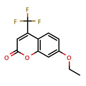 Chemical structure of 7-Ethoxy-4-trifluoromethylcoumarin , CAS 115453-82-2, AChemBlock Y220123