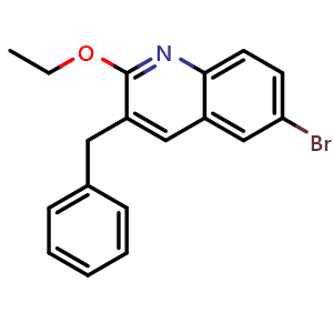 Chemical structure of 6-Bromo-2-ethoxy-3-(phenylmethyl)quinoline , CAS 654655-70-6, AChemBlock Y220128
