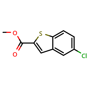Chemical structure of methyl 5-chloro-1-benzothiophene-2-carboxylate , CAS 35212-96-5, AChemBlock Y220147
