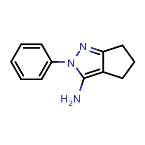 Chemical structure of 2-Phenyl-4H,5H,6H-cyclopenta[c]pyrazol-3-amine , CAS 89399-92-8, AChemBlock Y220151