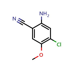 Chemical structure of 2-Amino-4-chloro-5-methoxybenzonitrile , CAS 1824059-40-6, AChemBlock Y220154