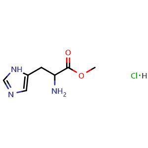 Chemical structure of Methyl 2-amino-3-(1H-imidazol-5-yl)propanoate hydrochloride , CAS 5619-10-3, AChemBlock Y220165