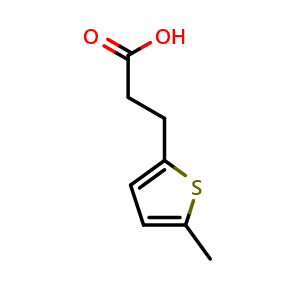 Chemical structure of 3-(5-Methylthiophen-2-yl)propanoic acid , CAS 14779-24-9, AChemBlock Y220171