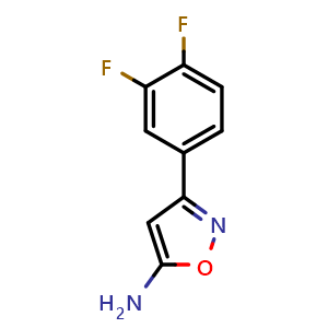 Chemical structure of 3-(3,4-Difluorophenyl)isoxazol-5-amine , CAS 874376-50-8, AChemBlock Y220181
