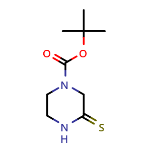 Chemical structure of tert-Butyl 3-sulfanylidenepiperazine-1-carboxylate , CAS 1182359-40-5, AChemBlock Y220184