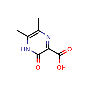 Chemical structure of 5,6-Dimethyl-3-oxo-3,4-dihydropyrazine-2-carboxylic acid , CAS 57796-64-2, AChemBlock Y220185
