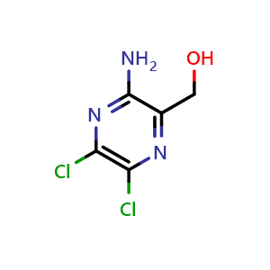 Chemical structure of 3-Amino-5,6-dichloro-2-pyrazinemethanol , CAS 95037-20-0, AChemBlock Y220190