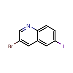 Chemical structure of 3-Bromo-6-iodoquinoline , CAS 205114-20-1, AChemBlock Y220191