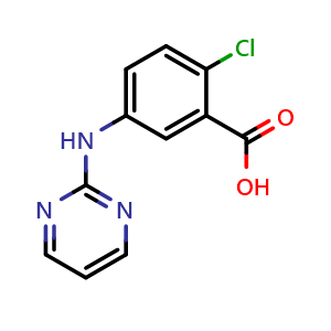 Chemical structure of 2-Chloro-5-(pyrimidin-2-ylamino)benzoic acid , CAS 1184378-11-7, AChemBlock Y220236